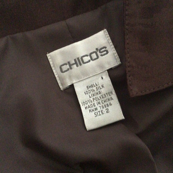 CHICOS BROWN SILK SAFARI JACKET MEDIUM - Picture 6 of 11